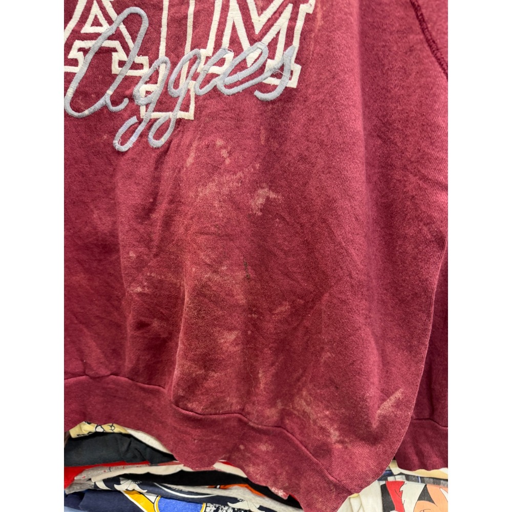 Vintage 80s Texas A&M Aggies Sweatshirt XL Maroon Tournament Apparel Thrashed - Picture 2 of 10